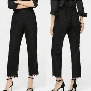 J. CREW Easy Pull On Ankle Pants in Floral Lace Black Sz2